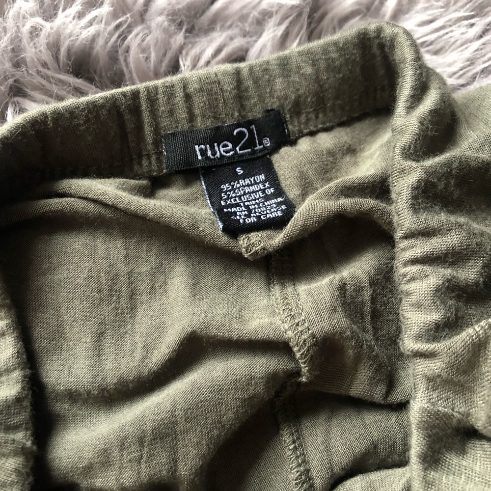 SOLD Olive Green Knot-Front Pencil Skirt - Picture 6 of 7